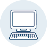 White and blue desktop computer icon